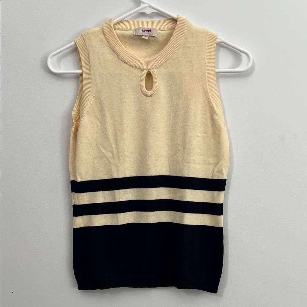 Cream and Black Striped Tank Top